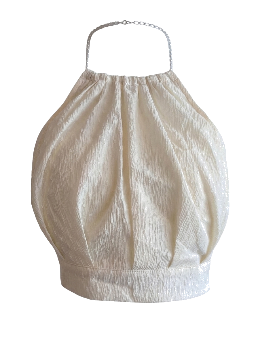 Cream pearl halter top