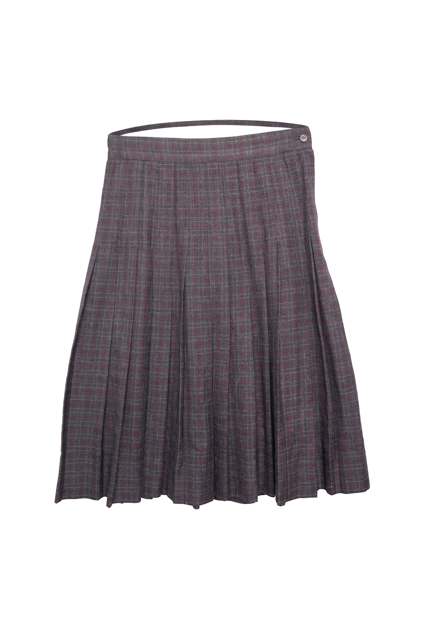 Pleated plaid midi skirt
