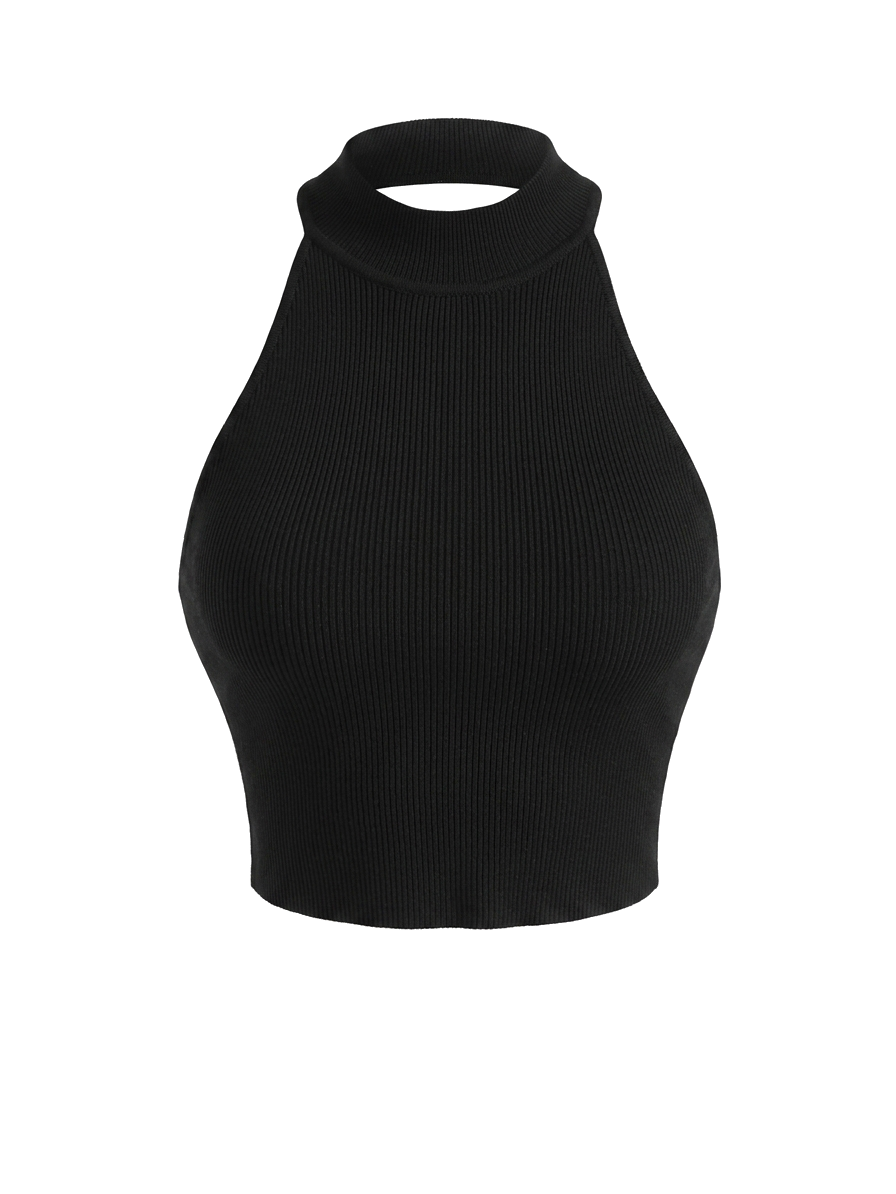 Black knit halter top